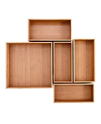 Seville Classics Bamboo 5-Piece Storage Bin Organizer Box Set