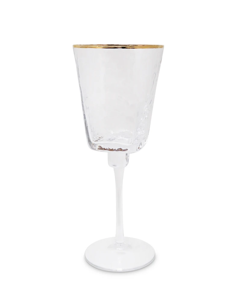 Vivience Square Shaped Rim Hammered Wine Glasses, Set of 6