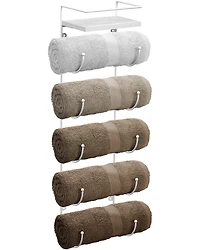 Sorbus Wall Mounted Towel Rack With Shelf - White