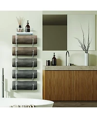 Sorbus Wall Mounted Towel Rack With Shelf - White