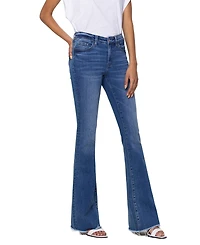 Vervet Women's Mid Rise Raw Hem Mini Flare Jeans