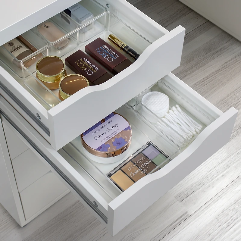 Sorbus Clear Drawer Organizer 5-Piece Set, Multi-Purpose Organizer Bins for Makeup, Vanity, Bathroom, and more