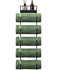 Sorbus Wall Mounted Towel Rack With Shelf - White