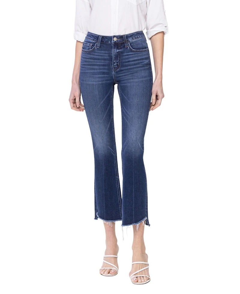 Vervet Women's High Rise Raw Step Hem Kick Flare Jeans