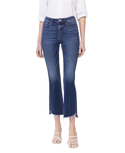 Vervet Women's High Rise Raw Step Hem Kick Flare Jeans