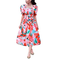 Jessie Zhao New York Marisa Watermelon Smocked Midi Dress