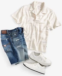 Guess Mens Crochet Knit Shirt Denim Shorts