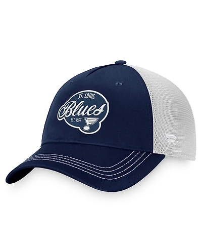 Women's Fanatics Navy, White St. Louis Blues Fundamental Trucker Adjustable Hat