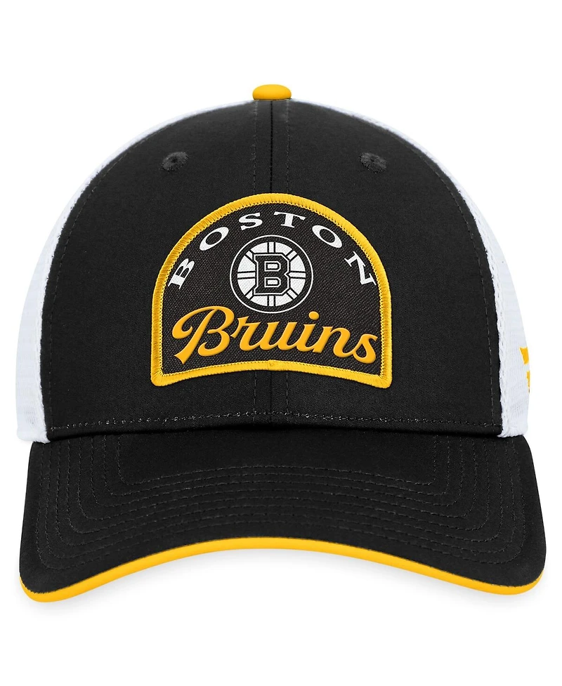Men's Fanatics Black, White Boston Bruins Fundamental Adjustable Hat
