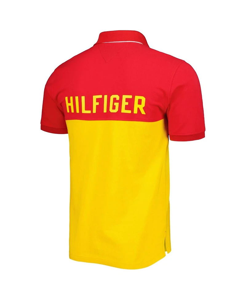 Men's Tommy Hilfiger Yellow, Red Kansas City Chiefs Color Block Polo Shirt