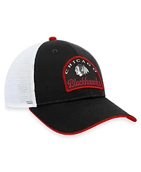 Men's Fanatics Black, White Chicago Blackhawks Fundamental Adjustable Hat