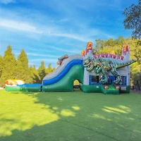 Xjump T-Rex Dinosaur Inflatable Water Slide Bounce House Combo with Splash Pool (with Air Blower), Commercial Grade, 100% Pvc Vinyl, for Kids and Adul