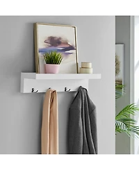 Wall Mounted Coat Rack with Decorative Ledge Shelf