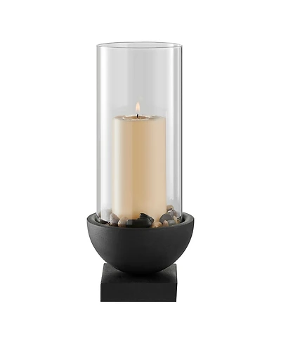 Danya B Modern Black Metal Bold Pedestal and Glass Pillar Votive Candle Holder, Small