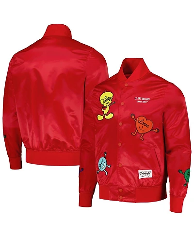 Men's Freeze Max Red Looney Tunes Positive Energy Satin Full-Snap Jacket