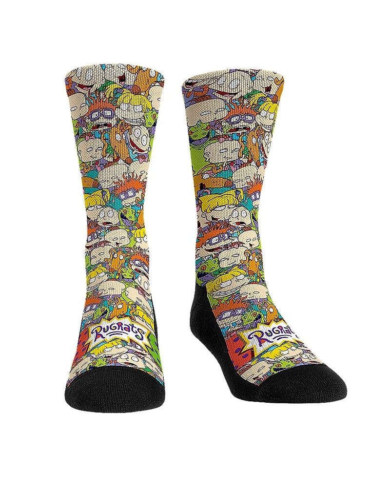 Men's and Women's Rock 'Em Socks Rugrats Stacked Characters Crew
