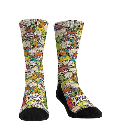 Men's and Women's Rock 'Em Socks Rugrats Stacked Characters Crew