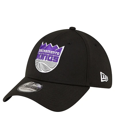 Men's New Era Black Sacramento Kings Logo 39THIRTY Flex Hat
