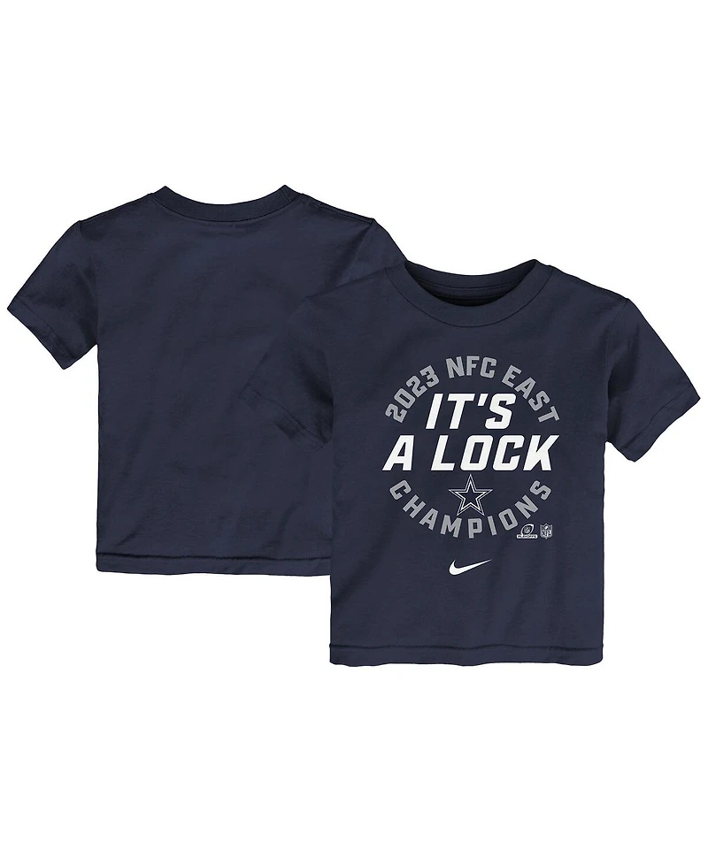 Toddler Boys and Girls Nike Navy Dallas Cowboys 2023 Nfc East Division Champions Locker Room Trophy Collection T-shirt