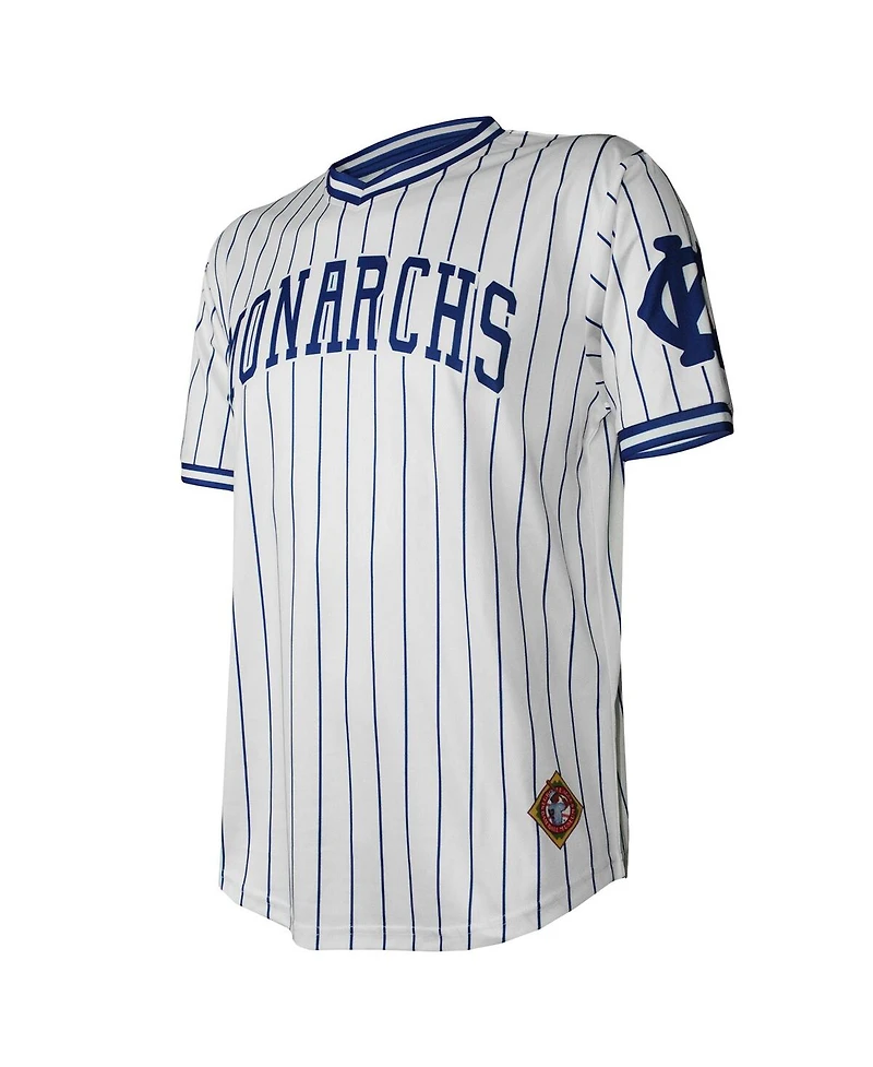 Men's Stitches White Distressed Kansas City Monarchs V-Neck Jersey