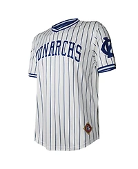 Men's Stitches White Distressed Kansas City Monarchs V-Neck Jersey