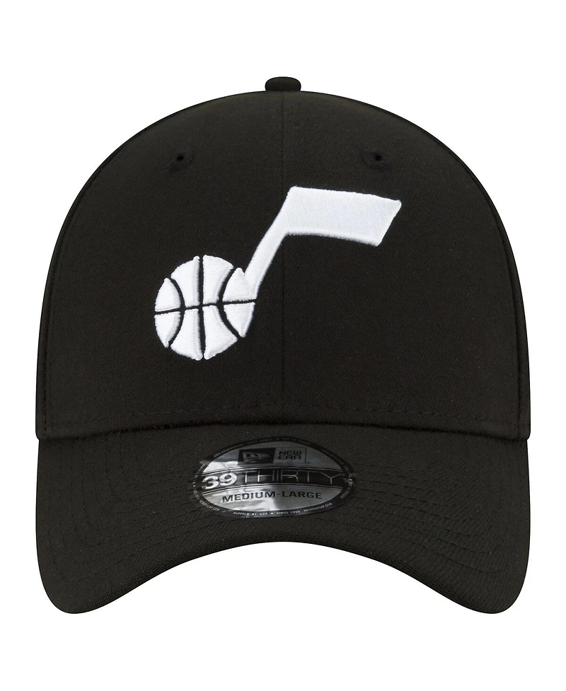 Men's New Era Black Utah Jazz Logo 39THIRTY Flex Hat