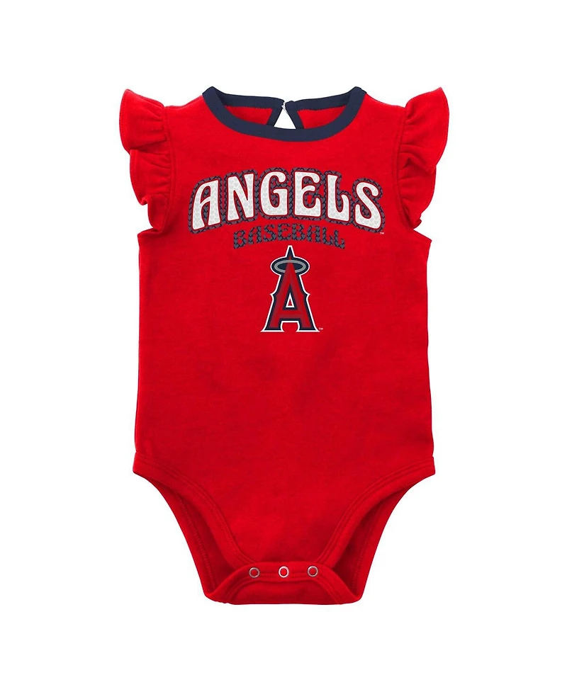 Baby Boys and Girls Red, Heather Gray Los Angeles Angels Little Fan Two-Pack Bodysuit Set