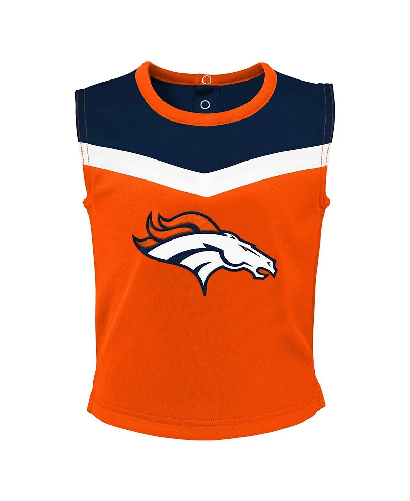 Girls Toddler Orange Denver Broncos Spirit Cheer Two-Piece Cheerleader Set with Bloomers