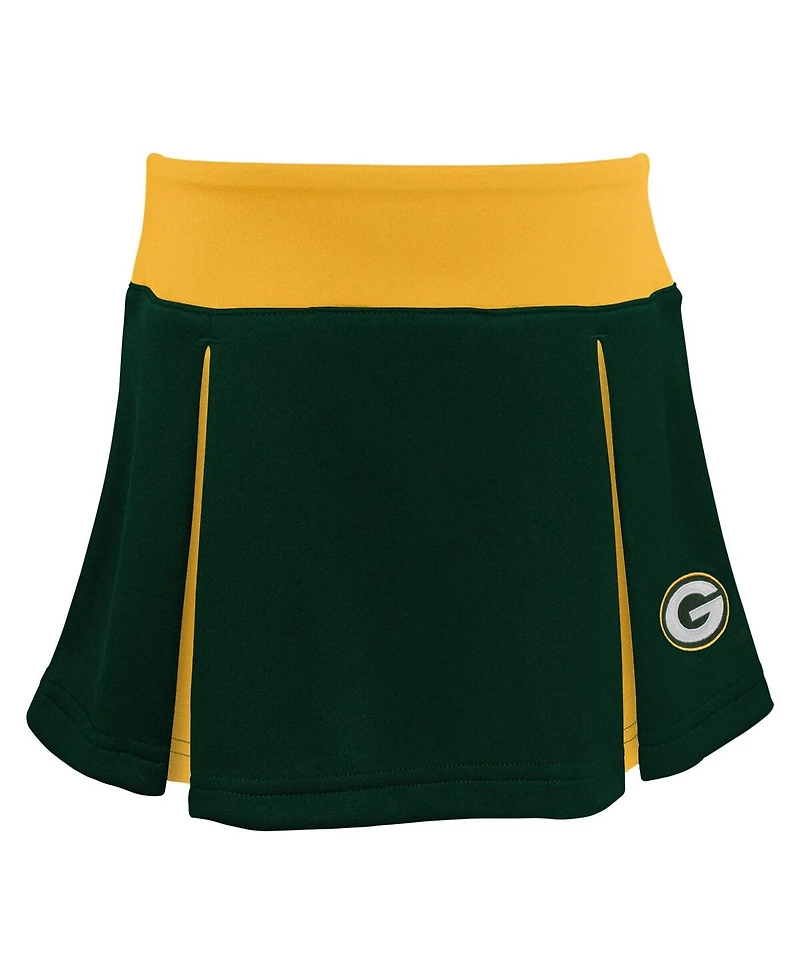 Girls Toddler Green Bay Packers Spirit Cheer Three-Piece Cheerleader Set