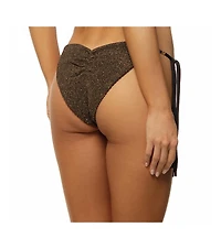 Guria Beachwear Women's Crinkle Lurex Reversible Scrunch Tie Side Bikini Bottom