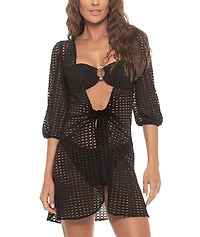 Guria Beachwear Women's Puff Sleeve Lattice Dress Cover-up