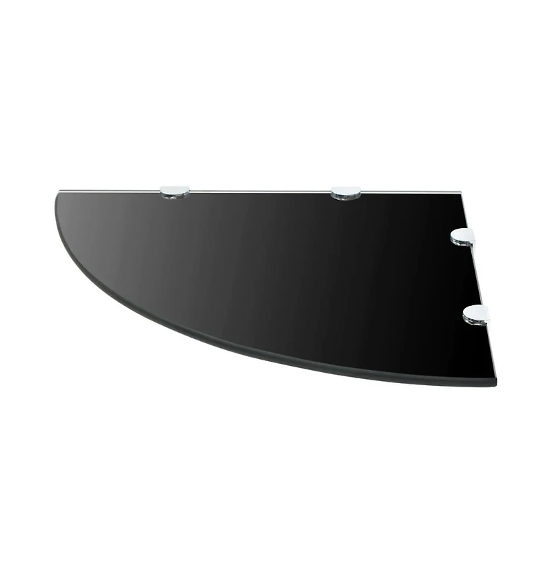 Corner Shelf with Chrome Supports Glass Black 17.7"x17.7"