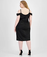 B Darlin Trendy Plus Off-Shoulder Spaghetti-Strap Dress