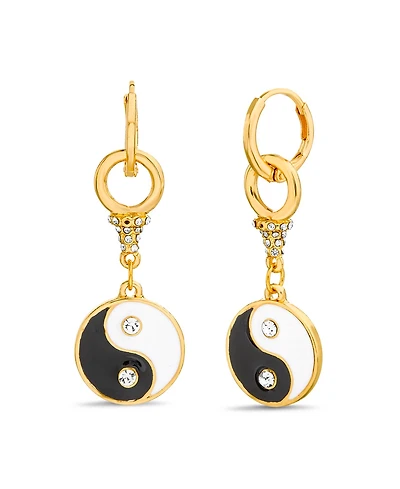 kensie Huggie Earring with Yin Yang Dangle Charm