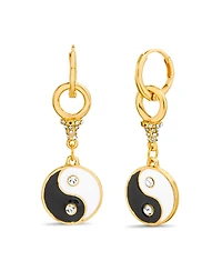 kensie Huggie Earring with Yin Yang Dangle Charm
