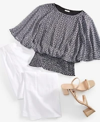 Sam Jess Womens Smocked Waist Top Wide Leg Linen Pants