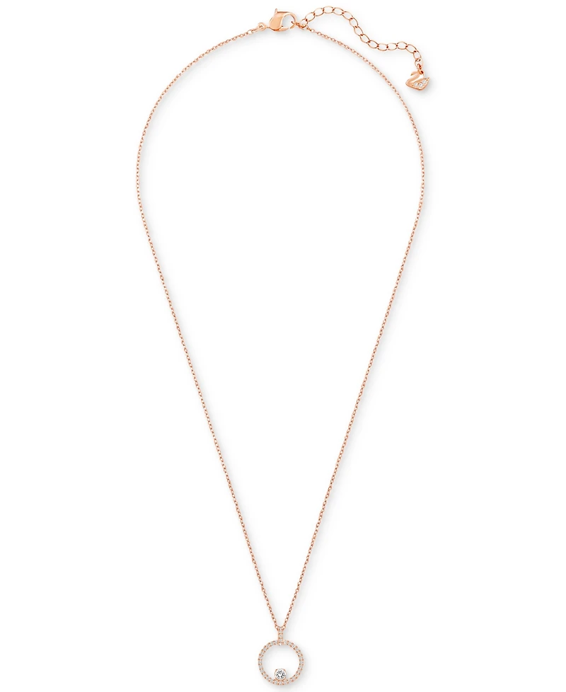Swarovski Rose Gold-Tone Crystal Circle Pendant Necklace, 14-7/8" + 2" extender