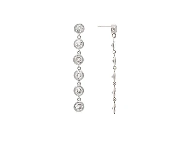 Rivka Friedman Rhodium Bezel Set Cubic Zirconia Line Drop Earrings