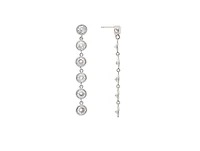 Rivka Friedman Rhodium Bezel Set Cubic Zirconia Line Drop Earrings