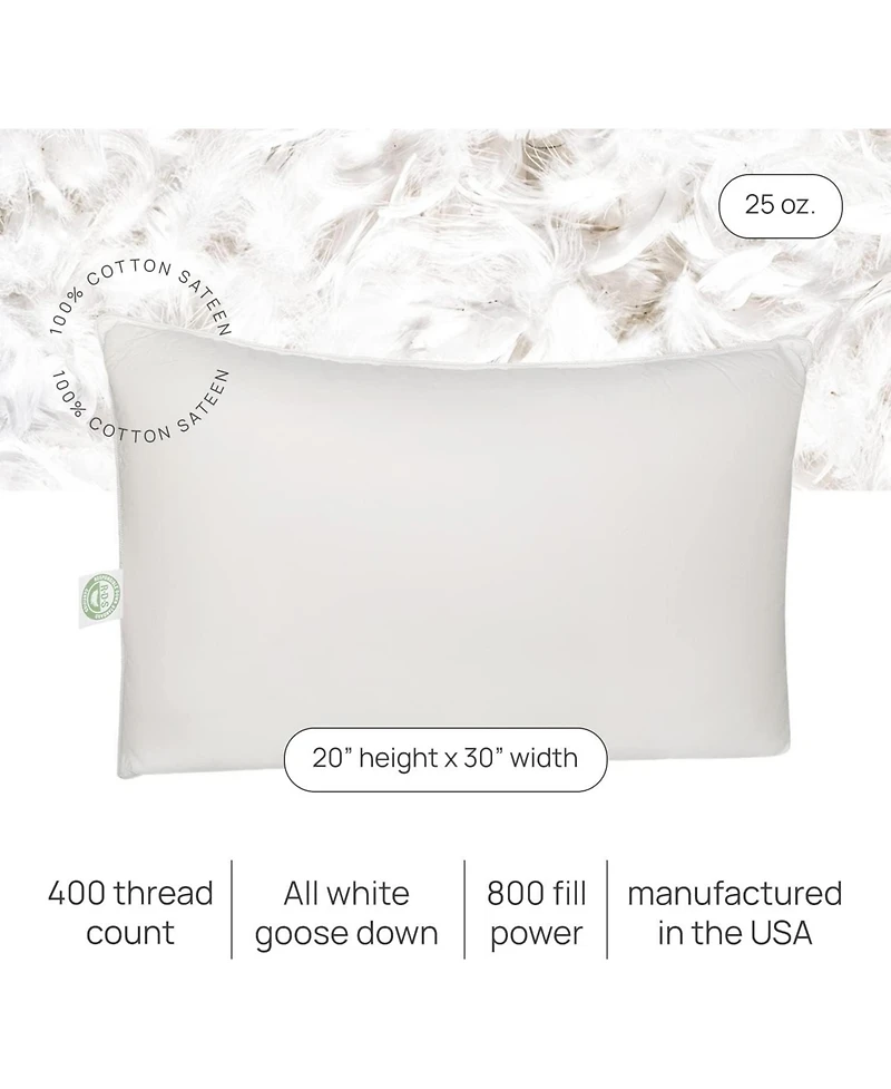 East Coast Bedding Elite European Down Dream Queen Pillow 800 Fill Power