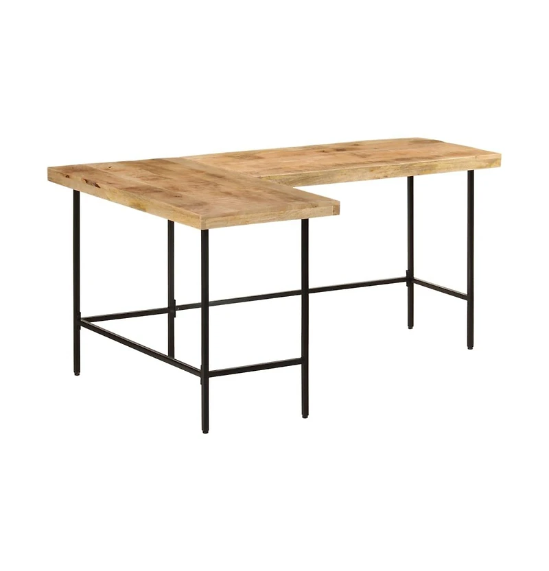 vidaXL Desk 65"x43.3"x30.3" Solid Wood Mango and Iron