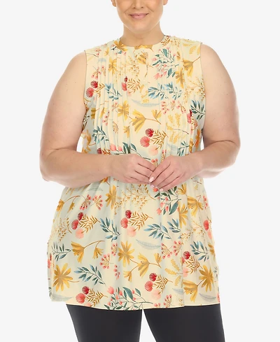 White Mark Plus Floral Sleeveless Tunic Top