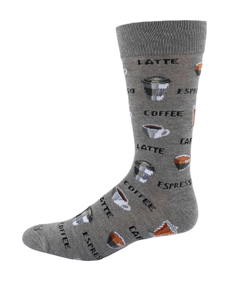 MeMoi Men's Coffee Time Novelty Crew Socks