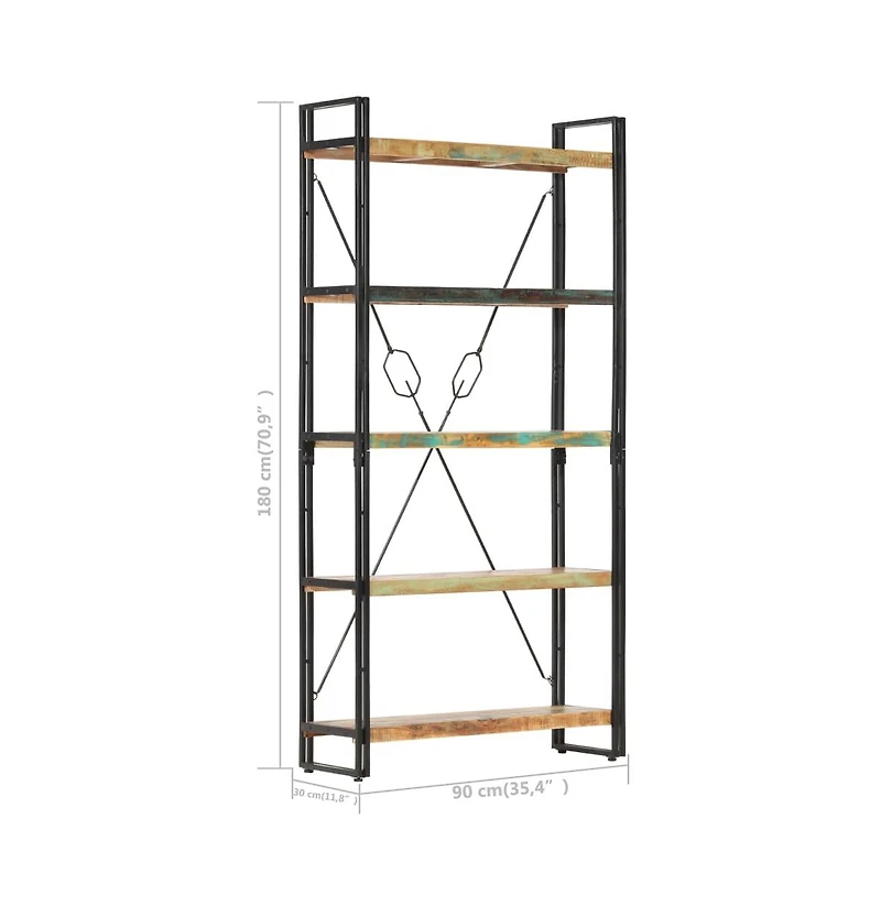 5-Tier Bookcase 35.4"x11.8"x70.9" Solid Reclaimed Wood