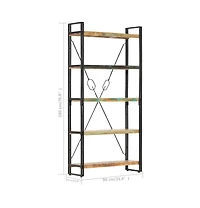 5-Tier Bookcase 35.4"x11.8"x70.9" Solid Reclaimed Wood
