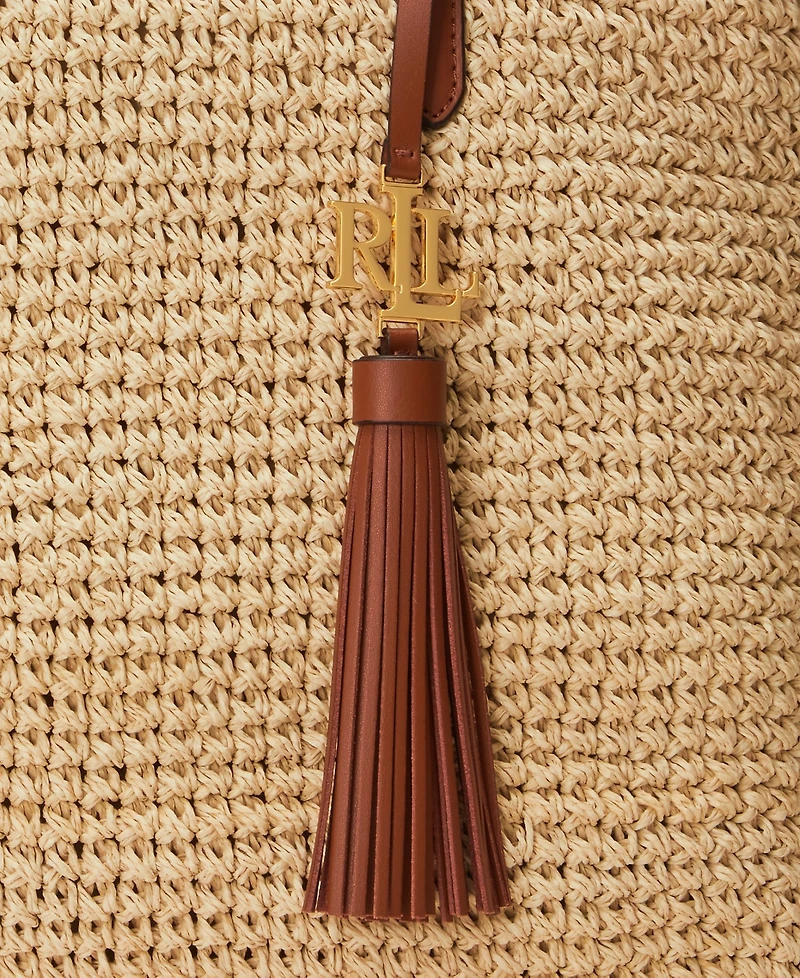 Lauren Ralph Lauren Crochet-Straw Medium Whitney Tote