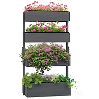 Outsunny 4-Tier Raised Garden Bed with Non-Woven Fabric,