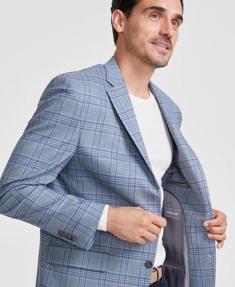 Michael Kors Men's Classic-Fit Seafoam Plaid Sport Coat