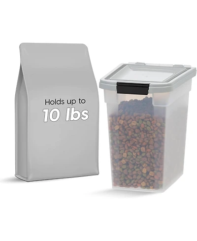 Iris 12.75 Quart Airtight Pet Food Storage Container for Dog, Cat, Bird and Other Animals, Gray