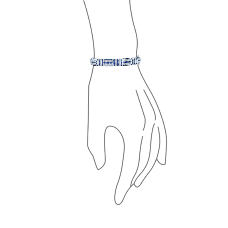 Bling Jewelry Geometric Art Deco Statement Cz Bangle Bracelet Rhodium Plated Brass